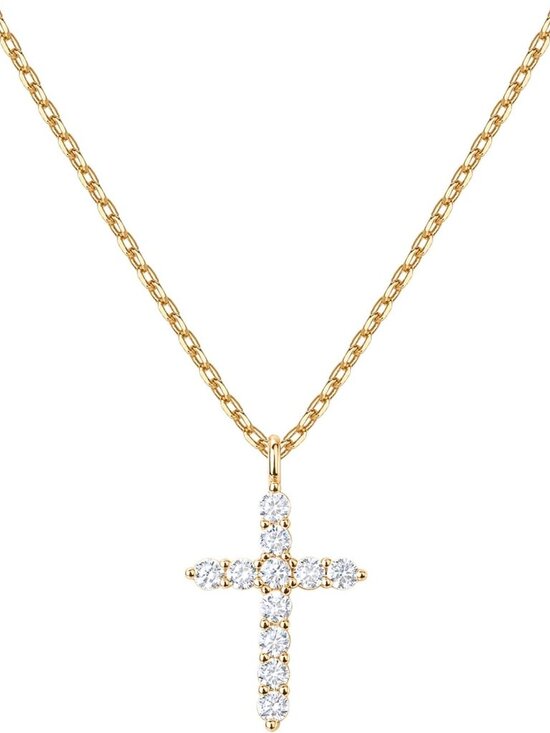 Jewelry - 14K Gold Plated Cubic Zirconia Cross Necklace for Women | Cross Faith Pendant Ne